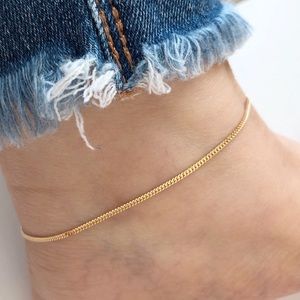14K Solid Gold Adjustable Ankle Bracelet Anklet